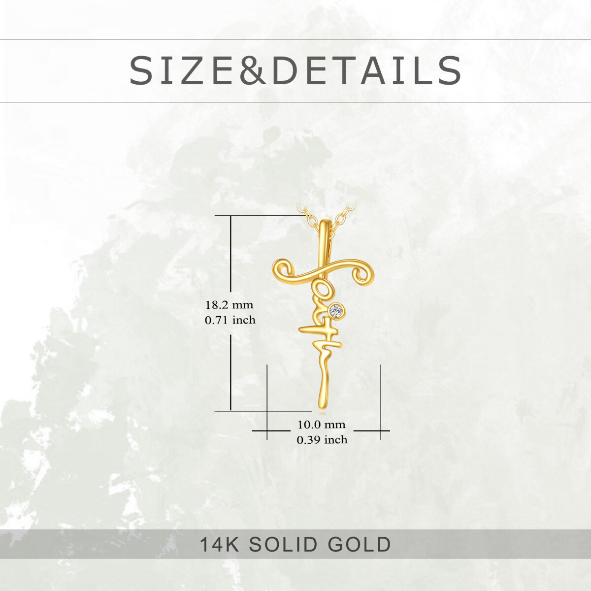 14K Gold Cubic Zirkonia Kreuz Anhänger Halskette-5