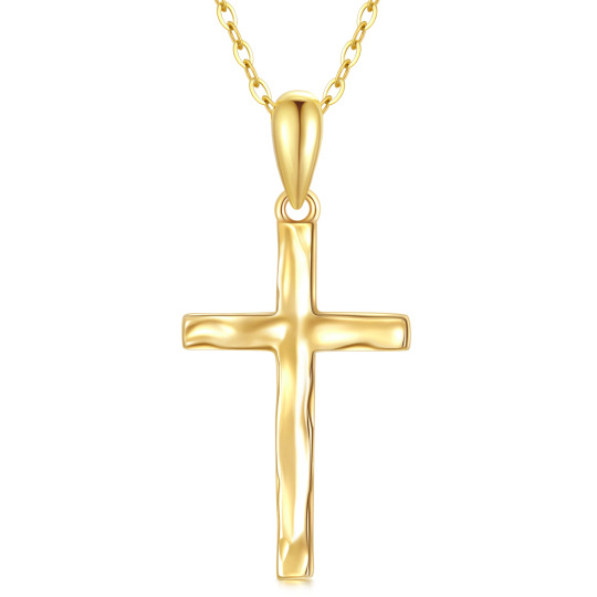 Colar com pingente de cruz em ouro 14K