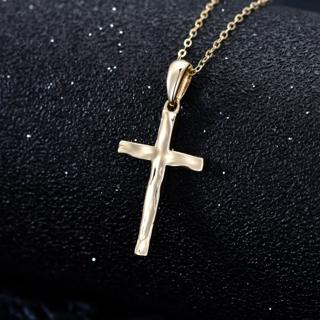 Colar com pingente de cruz em ouro 14K-3