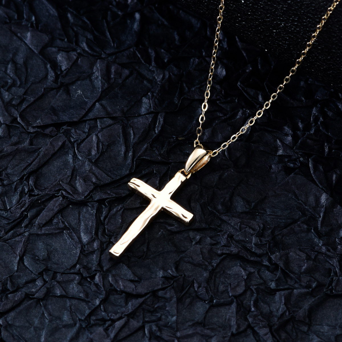 Collier à pendentif croix en or 14K-4