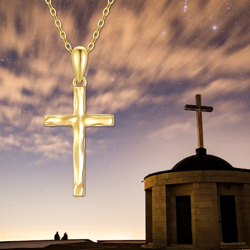 10K Gouden Kruis Hanger Ketting-5