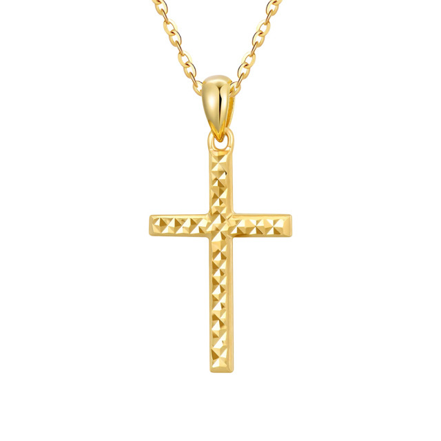 Colar com pingente de cruz em ouro 14K-1