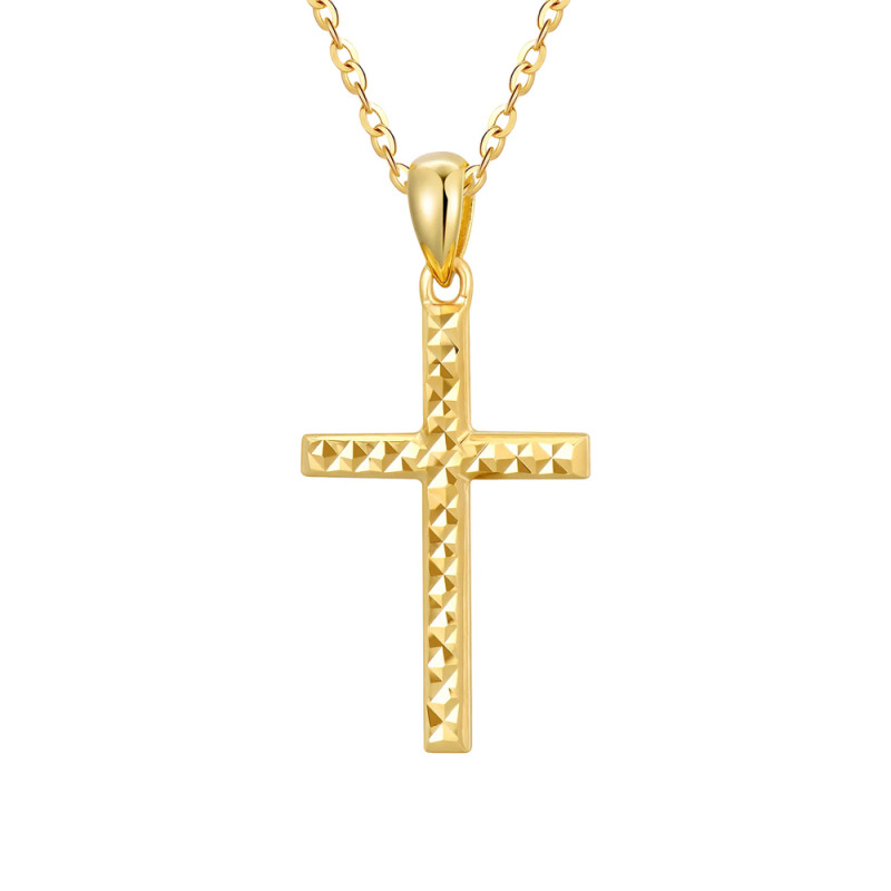 10K Gold Cross Pendant Necklace-1