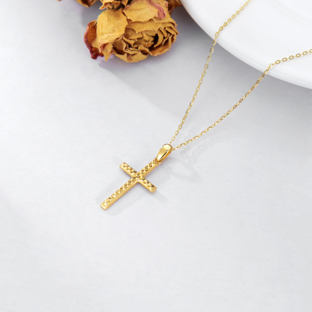 Collana con ciondolo a forma di croce in oro 14K-3