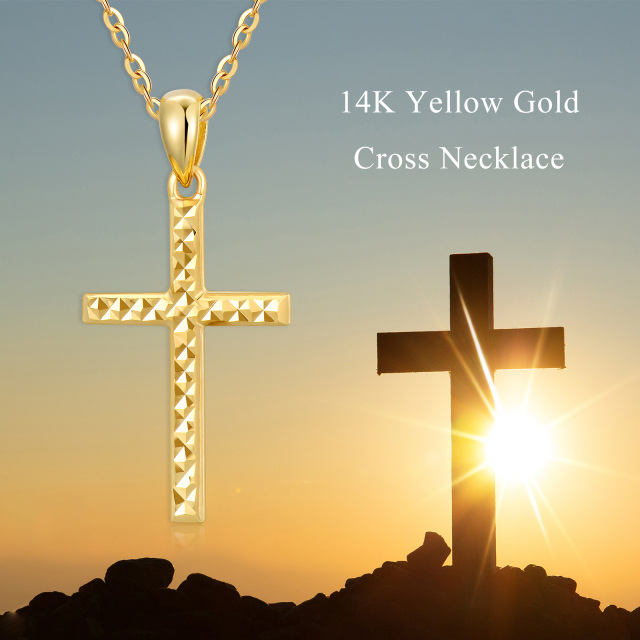 14K Gold Kreuz-Anhänger Halskette-5