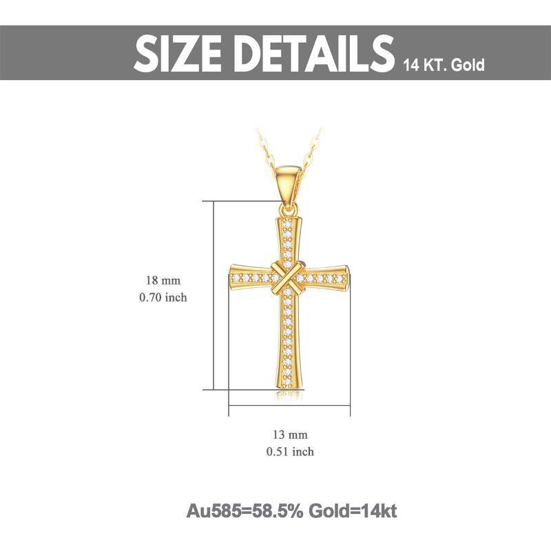 10K Gold Cubic Zirkonia Kreuz Anhänger Halskette-5