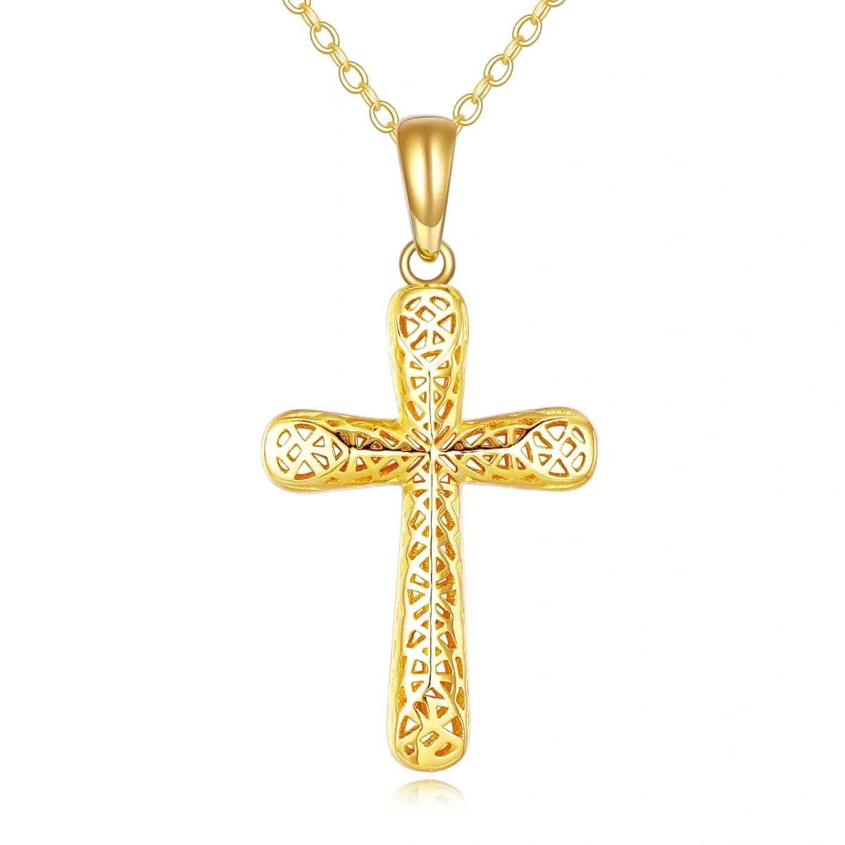 18K Gold Cross Pendant Necklace-1