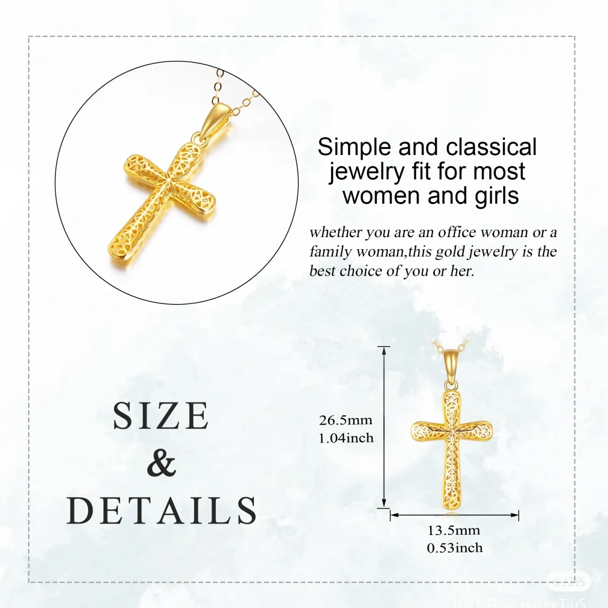 10K Gold Cross Pendant Necklace-5