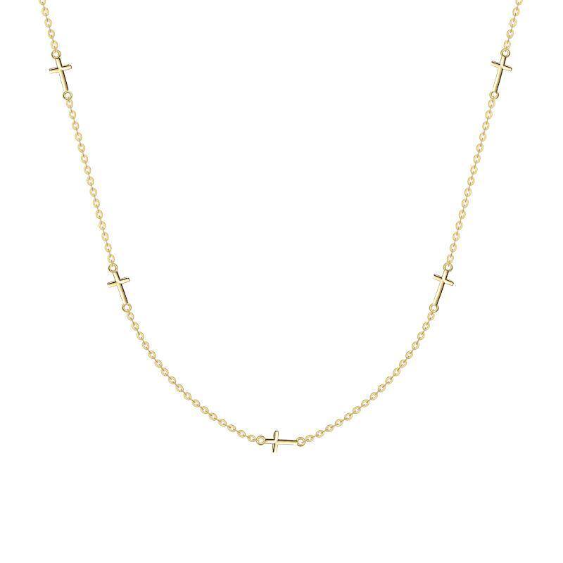 10K Gold Cross Pendant Necklace-1