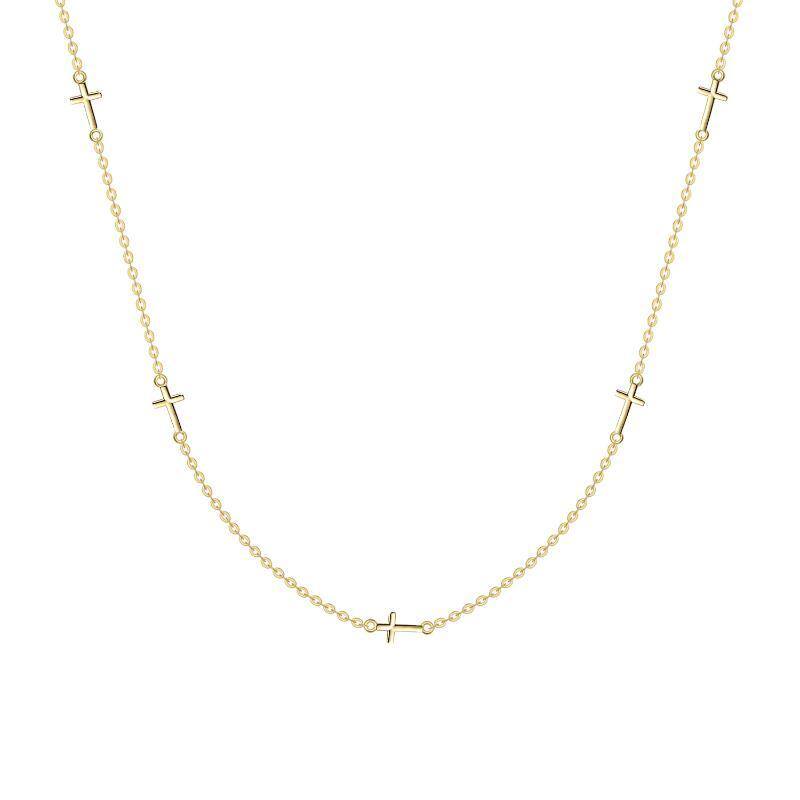 14K Gold Cross Pendant Necklace-1