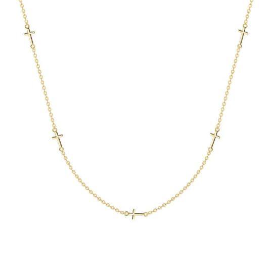 14K Gold Cross Pendant Necklace