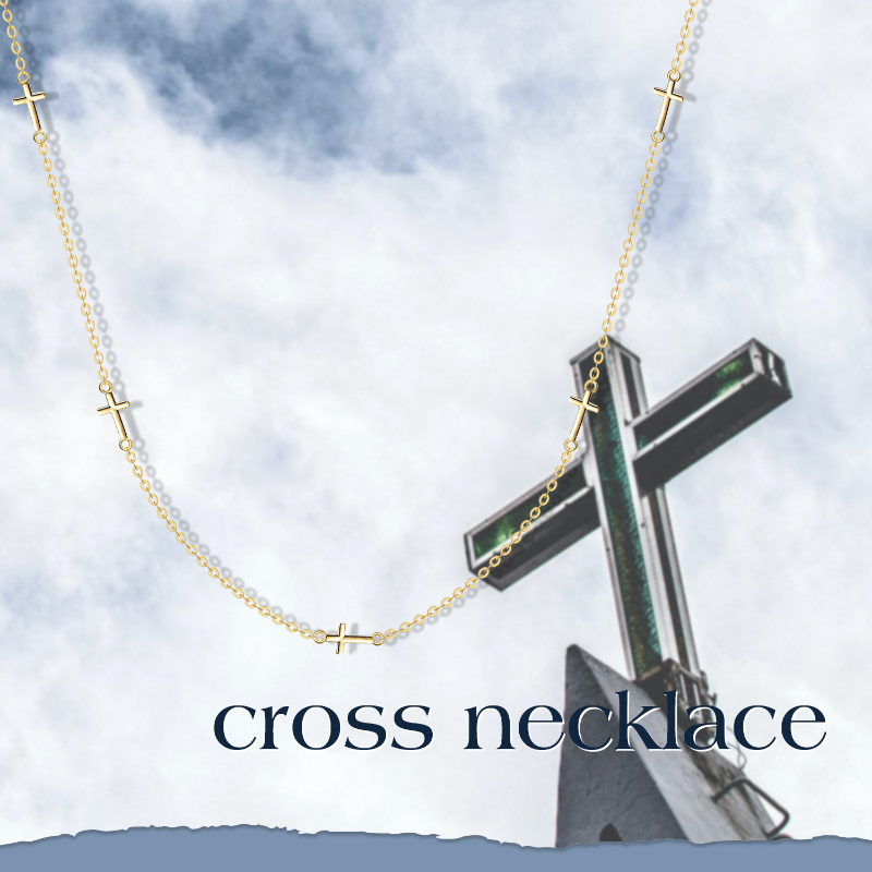 10K Gold Cross Pendant Necklace-3