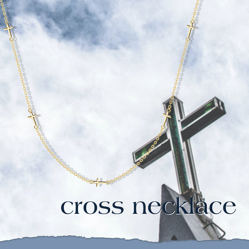 14K Gold Cross Pendant Necklace-3