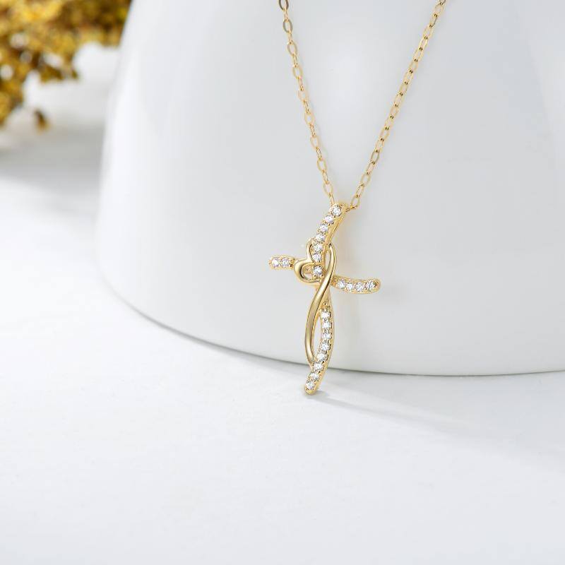 Collier croix en or 10K à zircon cubique-3