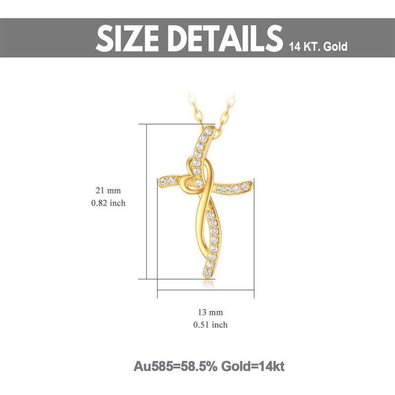 Collier croix en or 10K à zircon cubique-5