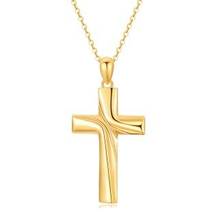 10K Gold Cross Pendant Necklace-6