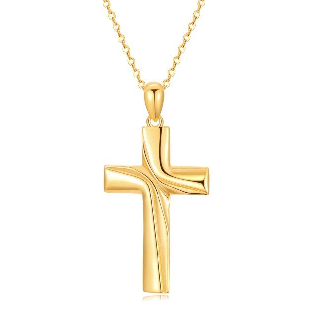 14K Gold Kreuz-Anhänger Halskette-1