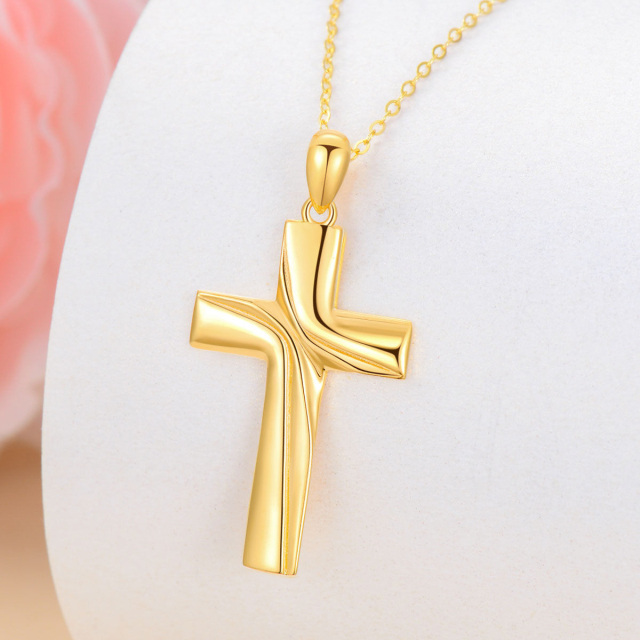 Collana con ciondolo a forma di croce in oro 14K-3