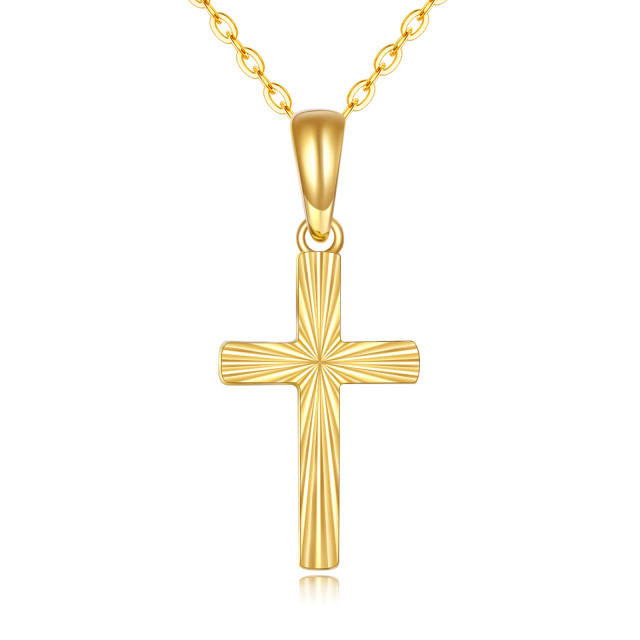 Collier à pendentif croix en or 14K-1