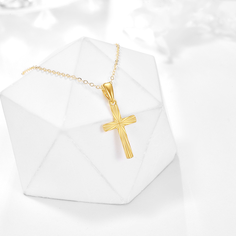 Platinum with White Gold Plated Cross Pendant Necklace-3