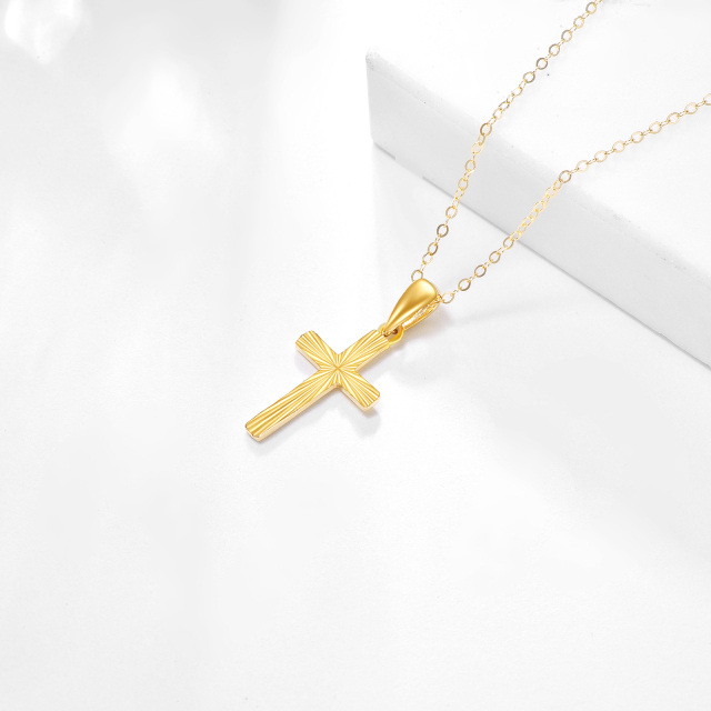 14K Gold Cross Pendant Necklace-4