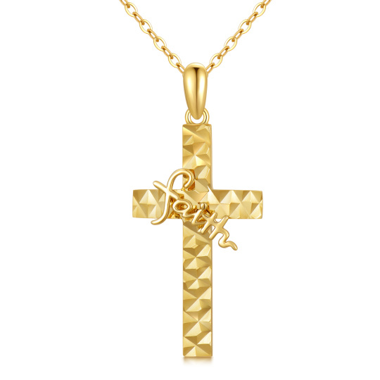 14K Gold Kreuz-Anhänger Halskette 