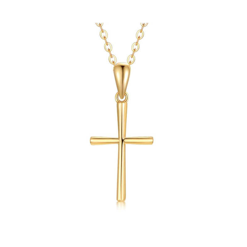 Collier à pendentif croix en or 14K-1