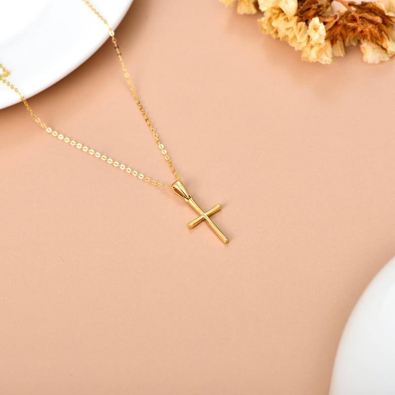 14K Gold Kreuz-Anhänger Halskette-3