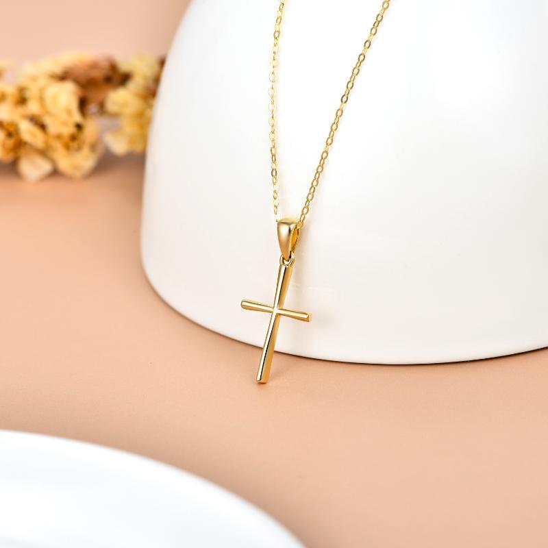 Colar com pingente de cruz em ouro 14K-4