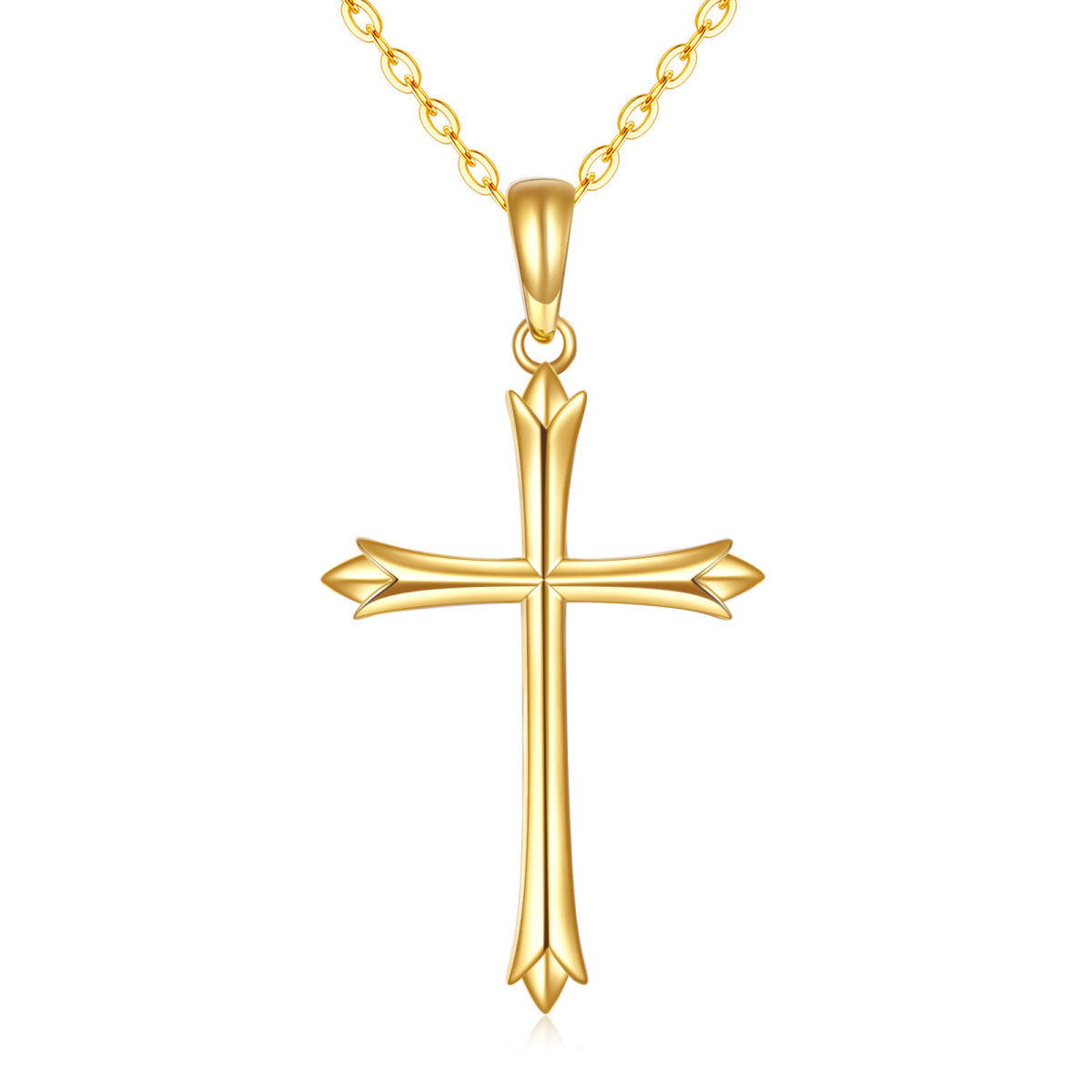 10K Gold Cross Pendant Necklace-1