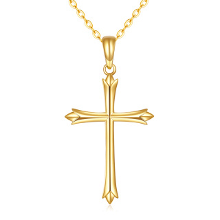 10K Gold Cross Pendant Necklace-37