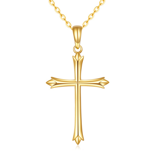 Colar com pingente de cruz em ouro 14K