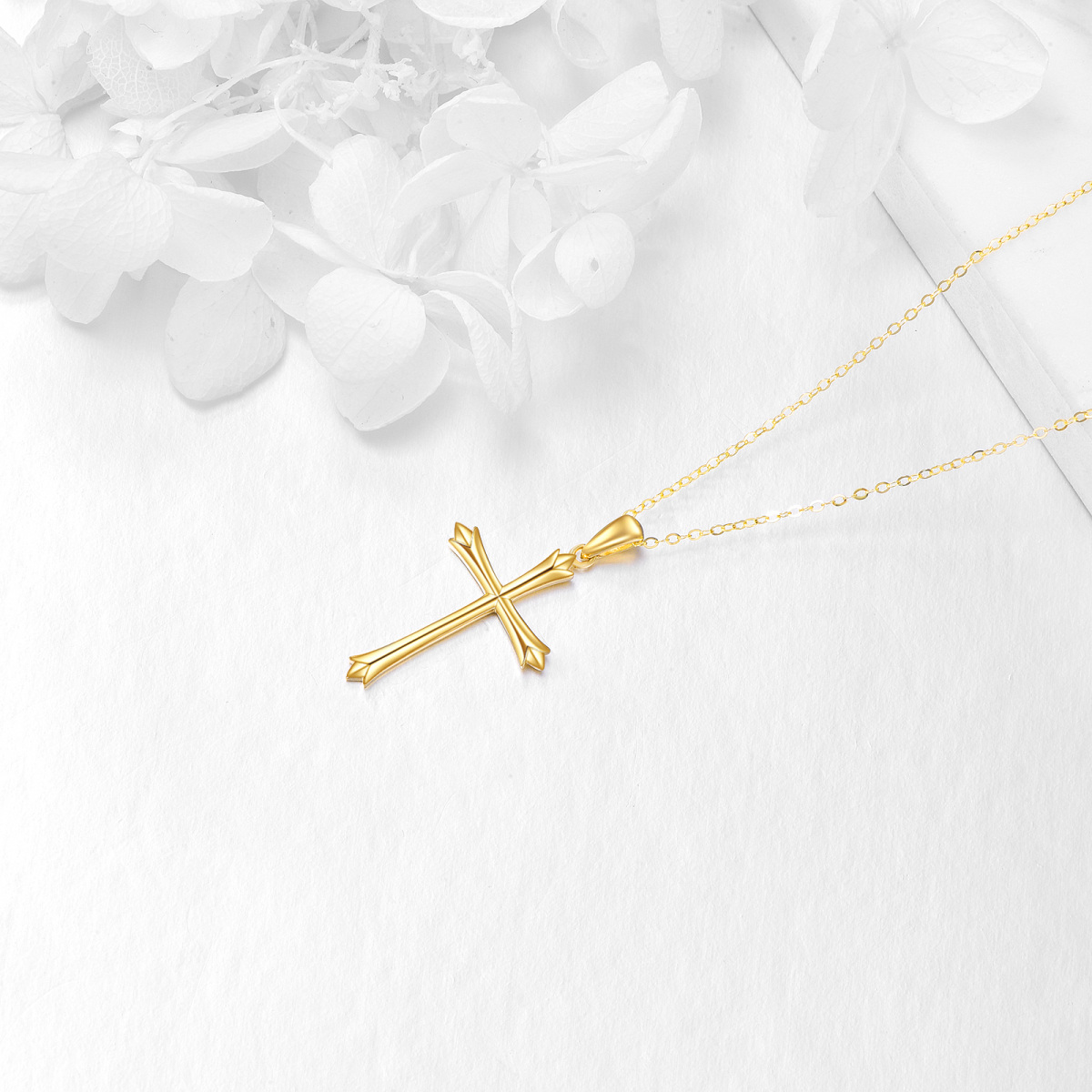 10K Gold Cross Pendant Necklace-3