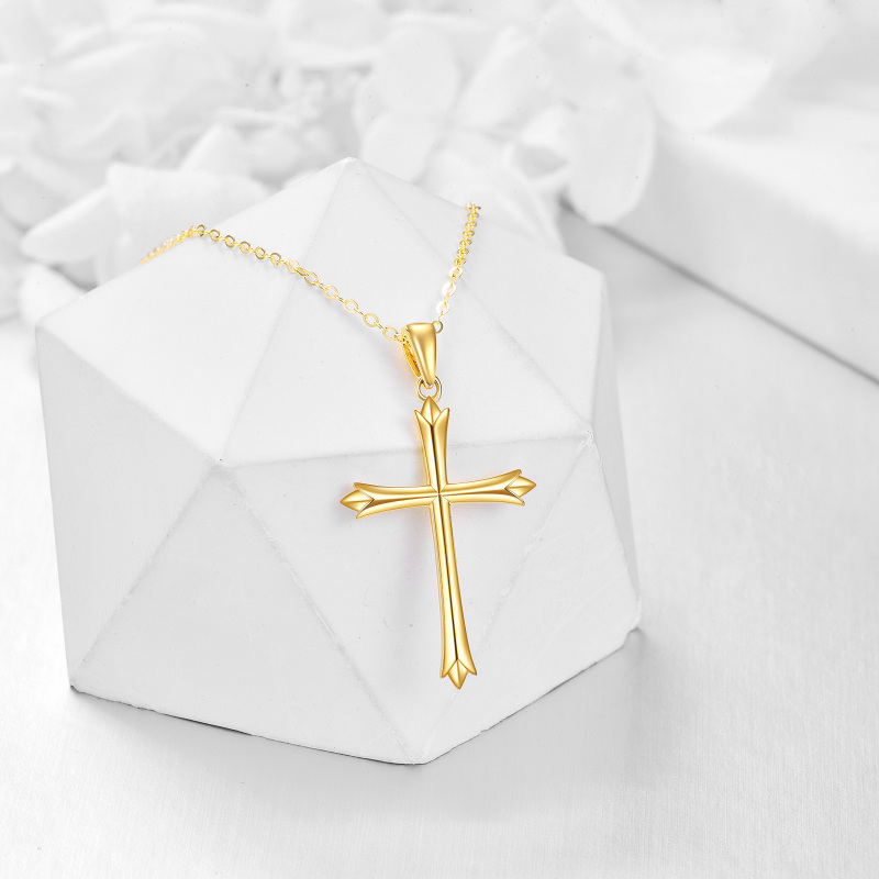 Colar com pendente de cruz em ouro 14K-4