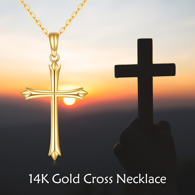 Colar com pendente de cruz em ouro 14K-6