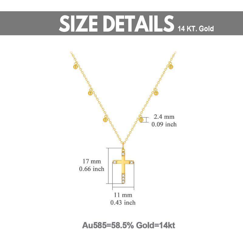 Collana con ciondolo a croce in oro 14K con zirconia cubica-6