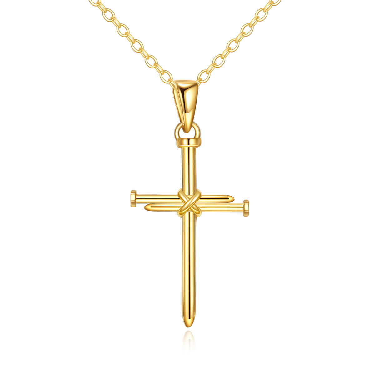 14K Gold Cross Pendant Necklace-1