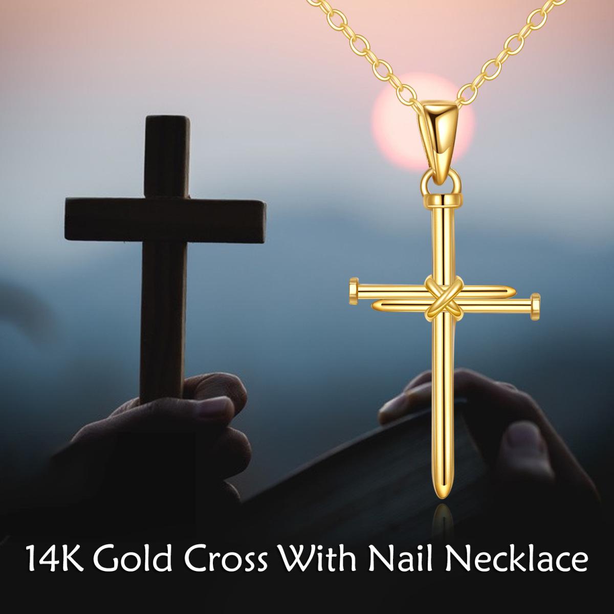 14K Gold Cross Pendant Necklace-5