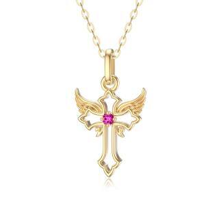 10K Gold Cubic Zirconia Cross Pendant Necklace-57