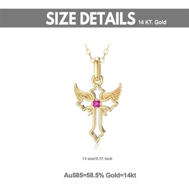 14K Gold Cubic Zirconia Cross Pendant Necklace-5