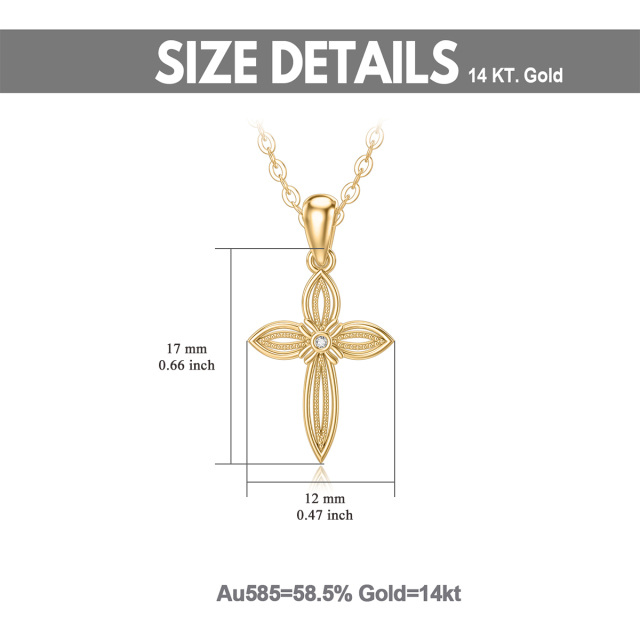 Naszyjnik z 14-karatowym złotym krzyżem z cyrkoniami-6
