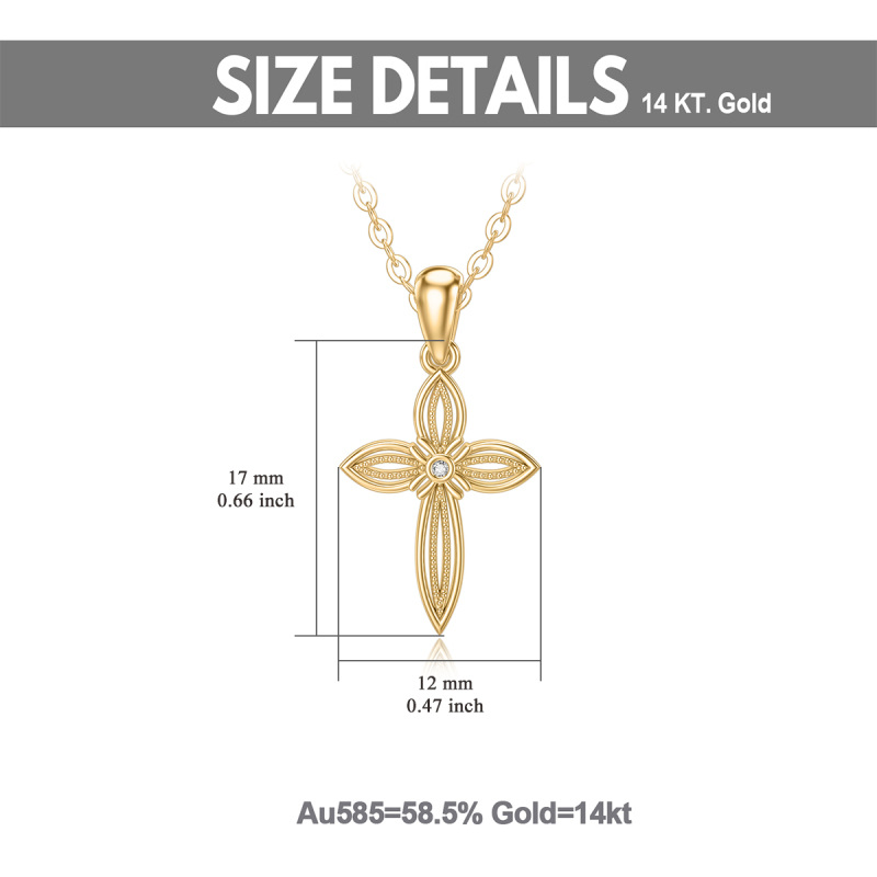 10K Gold Cubic Zirconia Cross Pendant Necklace-6
