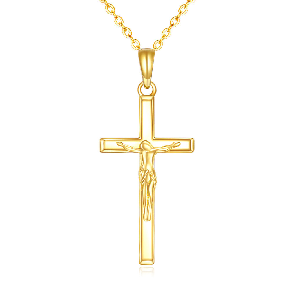 Colar com pingente de cruz em ouro 10K-1