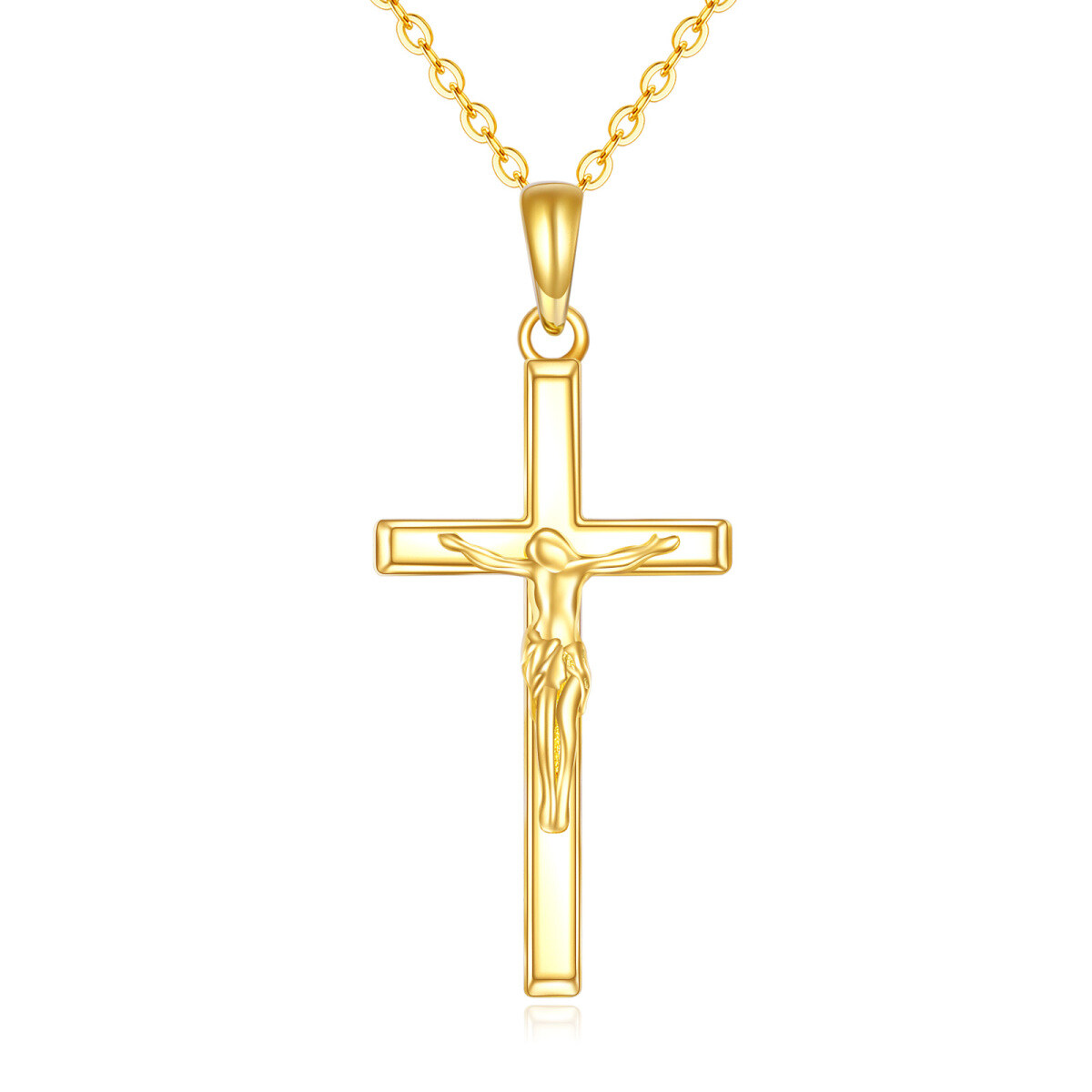 Collana con ciondolo a forma di croce in oro 14K-1