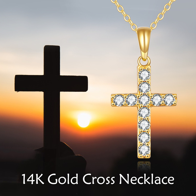 Collar Colgante Cruz Zirconia Cúbica Oro 10K-6