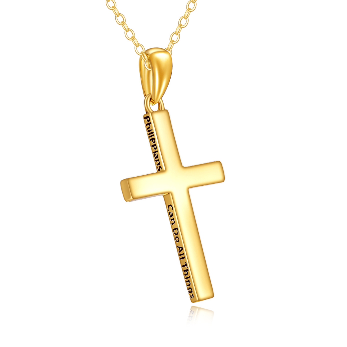 14K Gold Cross Pendant Necklace-1