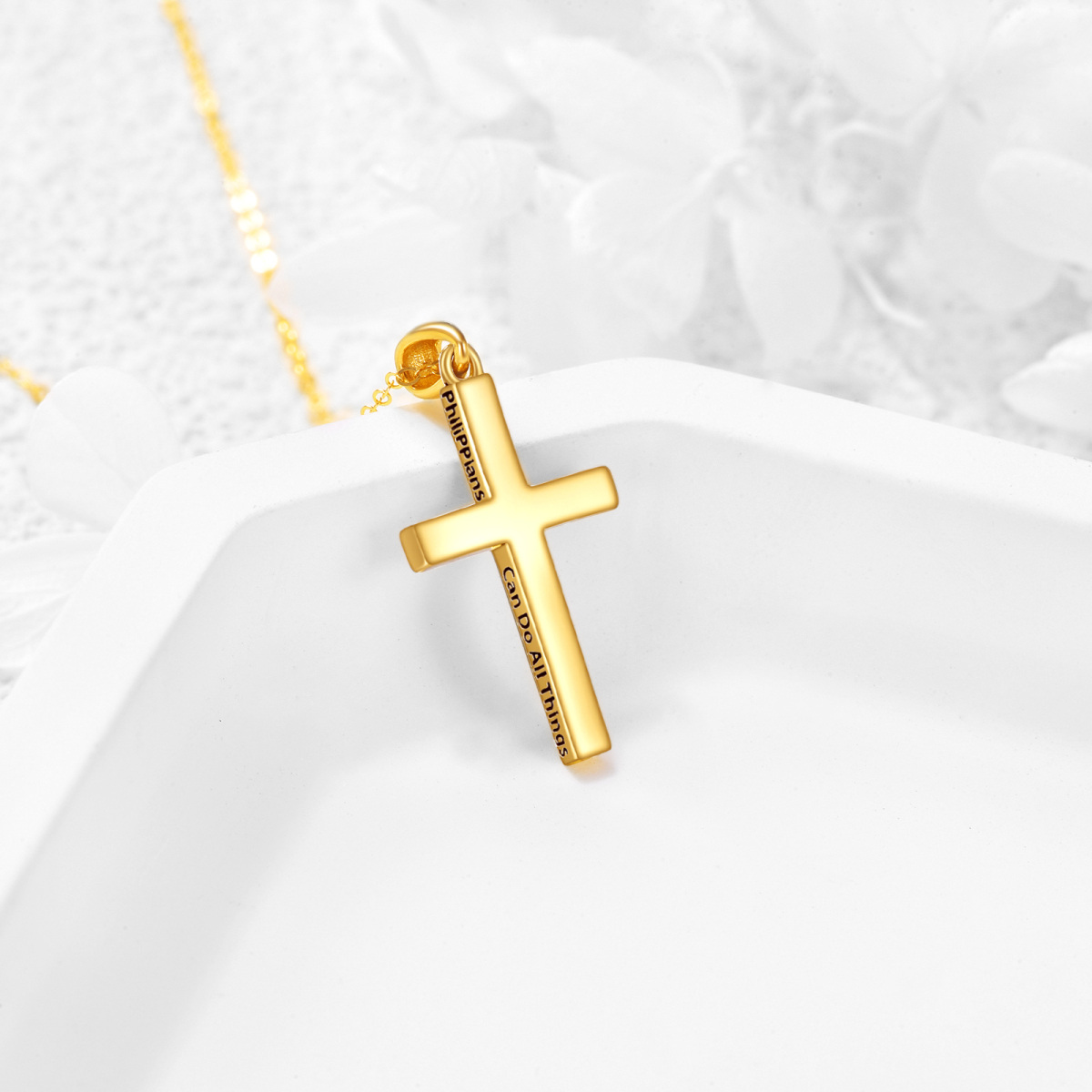 14K Gold Cross Pendant Necklace-3