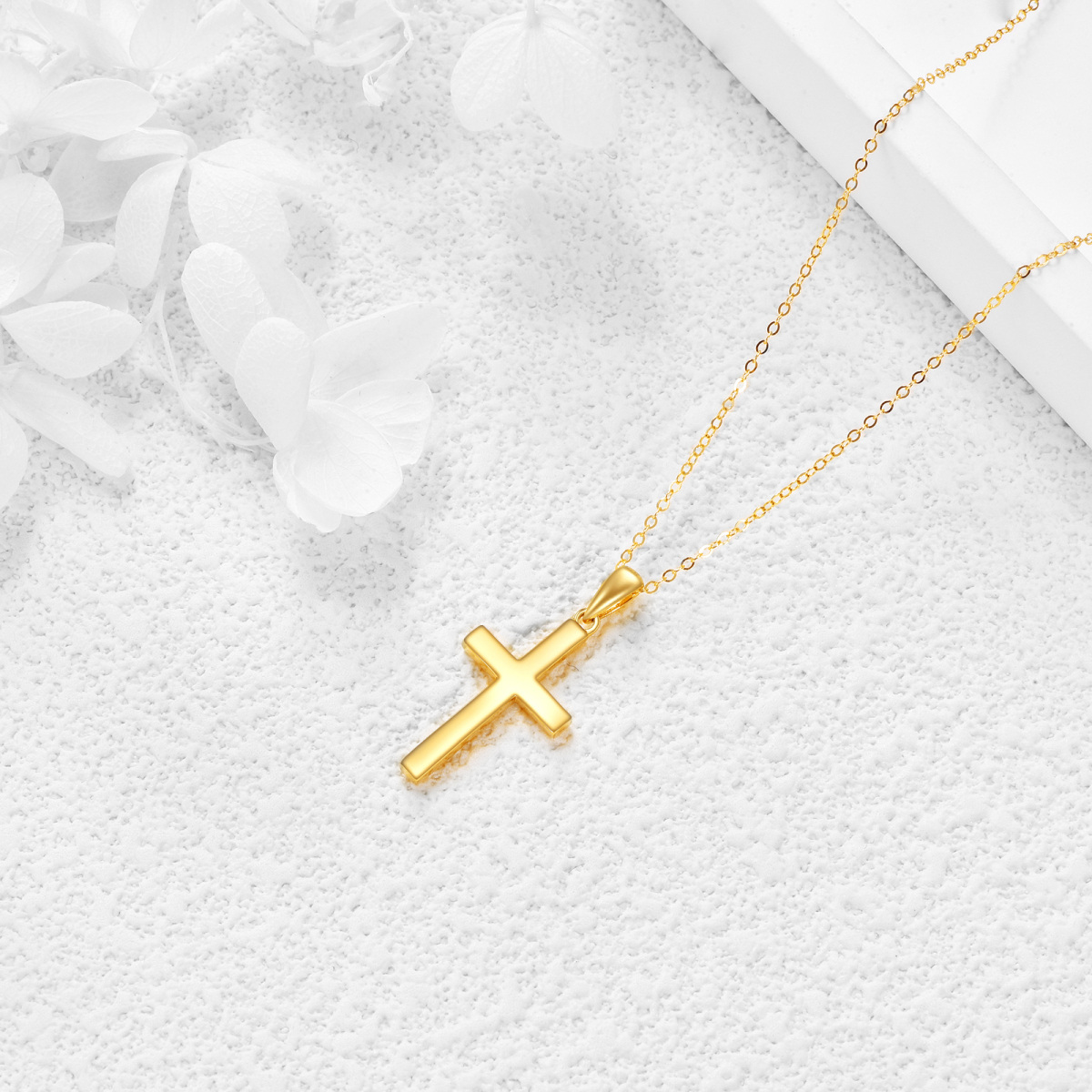 14K Gold Cross Pendant Necklace-4