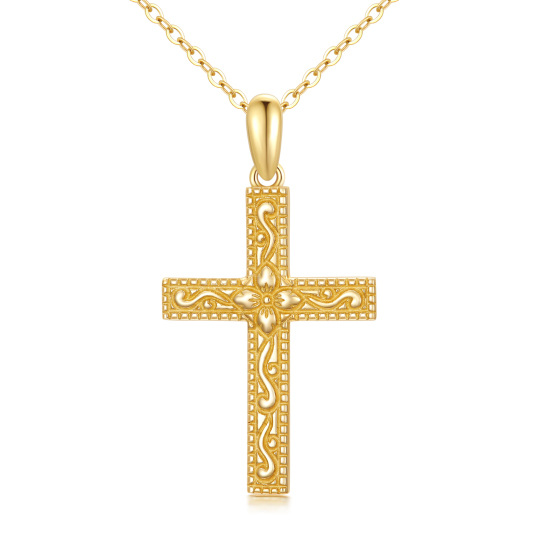 14K Gold Cross Pendant Necklace