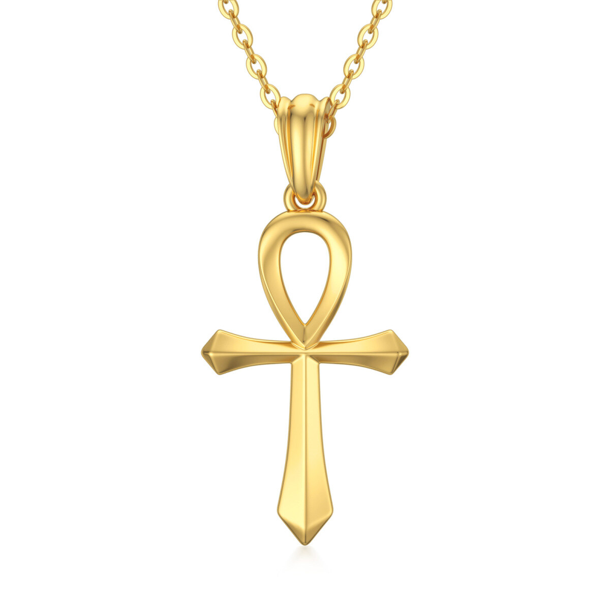 14K Gold Cross Pendant Necklace-1